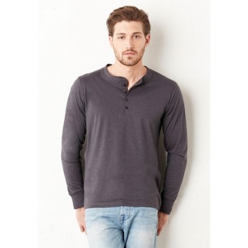 T-shirt Henley Collo 4 Bottoni manica lunga - Bella+Canvas 